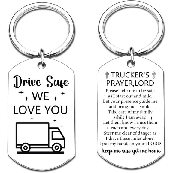 Truck Driver Essentials Gifts Prayer Trucker Accessories Keychain for Men Dad Husband Father Grandpa New Truck Gifts Christmas Fathers Day
