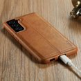 thumbnail image 5 of MOHEYO Slim Vegan Leather Cover Thin Luxury Classic Case for Samsung Galaxy S21 FE 5G - Brown, 5 of 6