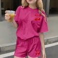 thumbnail image 1 of Zpanxa Ensembles d'Été pour Filles Imprimé Col Rond T-Shirt à Manches Courtes avec Shorts Ensemble Sportif 2 Pcs 9-10 Ans, 1 of 6