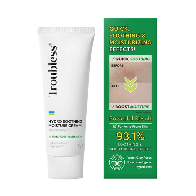 Crema hidratante Troubless Hydro Soothing – Crema de hidratación profunda y barrera de la piel para cara con 10 000 ppm de pantenol y árbol de té 4-terpineol – Hidratante facial calmante y no graso (2