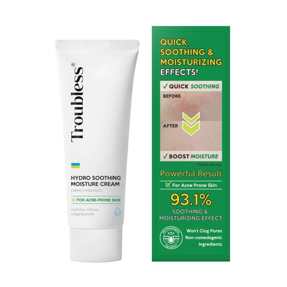 Crema hidratante Troubless Hydro Soothing – Crema de hidratación profunda y barrera de la piel para cara con 10 000 ppm de pantenol y árbol de té 4-terpineol – Hidratante facial calmante y no graso (2