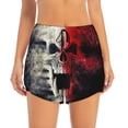 thumbnail image 2 of Hirioo Red And White Screaming Demon Skull for Women's Double Layer Athletic Shorts High-Performance Gym Shorts with Inner Pocket, Elastic Waistband-Medium, 2 of 7
