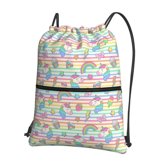 Naloa Cute Unicorn Drawstring Backpack String Bag Cinch Water Resistant for Gym Shopping Sport Yoga