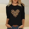 thumbnail image 4 of Women's 3/4 Sleeve T-Shirts Hearts Printed Crew Neck Plus Size Valentines Tops Cute Festive Casual Tee Tshirts (L, Black 05), 4 of 5