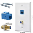 thumbnail image 4 of 4 Packs Ethernet Coax Wall Plate Outlet with 1 Cat6 Port and 1 Gold-Plated Coax F Type Port RJ45 Wall Plates, 4 of 8