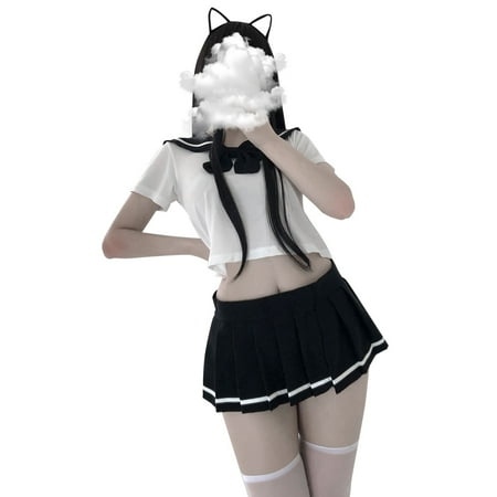 

Lingerie For Women Lingerie For Bow Tie Navel Tops Mini Skirts Student Style Suits