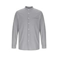 thumbnail image 7 of UVEASISHA Band Collar Linen Shirts for Men Long Sleeve Casual Button Down Shirt Side Slit Lightweight Business Work Shirts Gray 3XL, 7 of 7