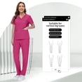 thumbnail image 3 of Niaahinn Women's Scrub Set -  Soft Stretch V-Neck Top & Elastic Waist Jogger Uniform, 8 Colors, 3 of 7