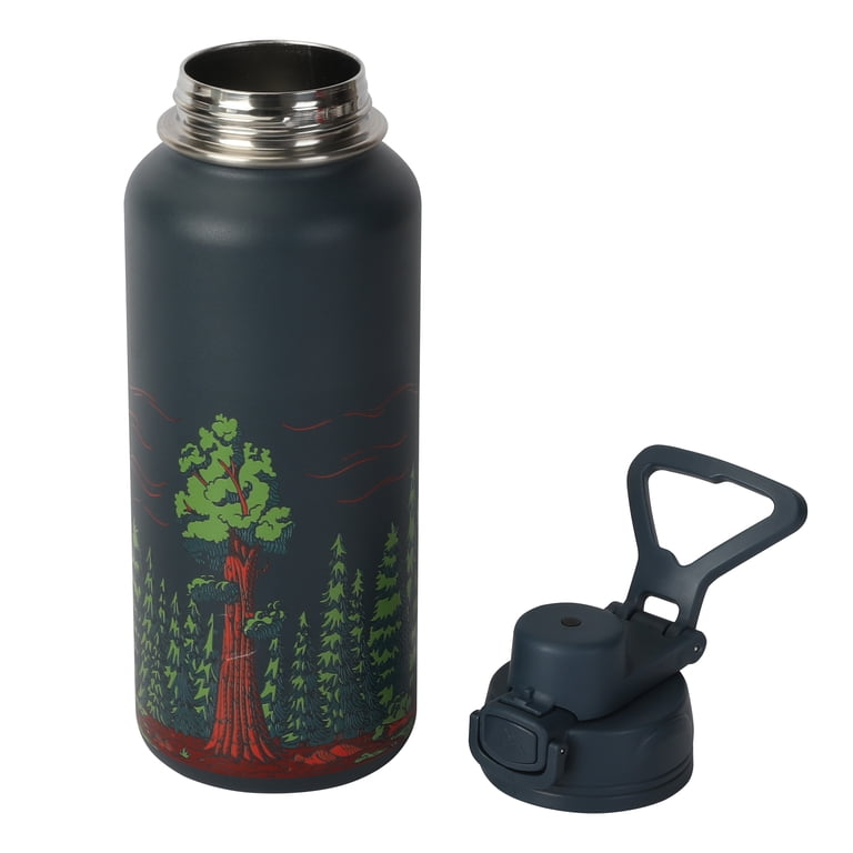 Ozark Trail 32 oz Stainless Steel Insulated Pop Lid Water Bottle, Ancient Forest