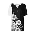 thumbnail image 5 of Women's Boho Floral Print Henley Tops - Notch V-Neck Short Sleeve Button Shirts Blouse Loose Fit Summer Casual Tee Floral Print Button Blouse, 5 of 5