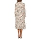 thumbnail image 3 of Vestido de mujer Inspire Chic con cuello simulado, flores, volantes, mangas largas, fluido, de gasa, corte A, midi, blanco, talla S, 3 of 6
