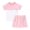 Pink, variant on Kids Girl Two Piece Outfit Short Sleeved Skirt Suit Summer Sports Slim Suit 5-14Y