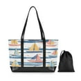 thumbnail image 7 of FORMRS Laptop Tote Bag for Women with 15.6" Computer Compartments Handbag, White Hand Drawn Sailboats, 7 of 7