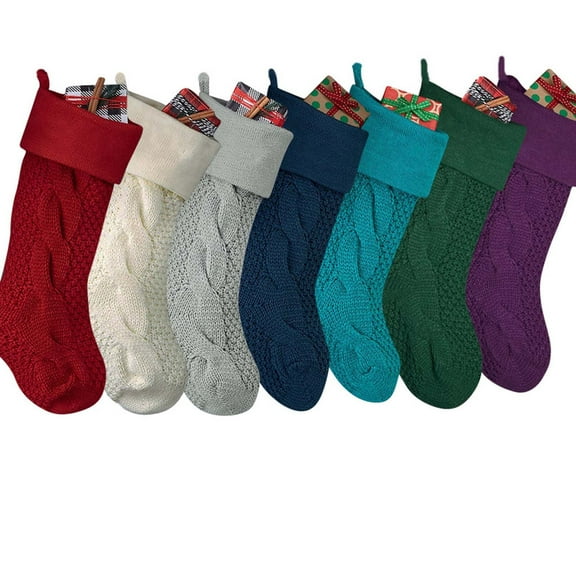 KCEHTA 7pcs Christmas Stockings Large Personalized Knitted Xmas Stockings 18 Inches Fireplace Stockings for Family Christmas Decorations Christmas Stocking Gifts