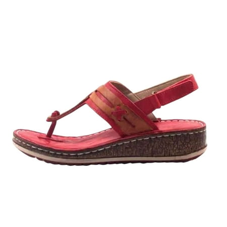 

Womens Sandals Summer Women S Shoes Casual Toe Slope Heel Color Matching Sandals Women S Shoes Women S Sandals Pu Red 37