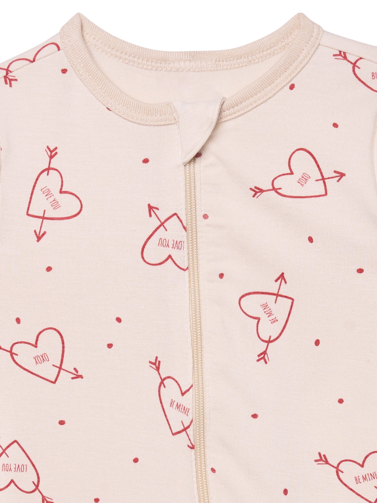 Modern Moments by Gerber Baby Neutral Viscose Valentine's Day Two-Way Zip Sleep 'N Play Footed Pajamas, Sizes Newborn - 6/9 Months