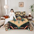 thumbnail image 4 of Feelyou Retro Mandala Aztec Queen Comforter Set for Men, Hippie Western Fashion Bedding Sets, Black Wheat Triangle Reversible Bedding Comforter Set, Super Cozy Room Decor, 3pcs, 4 of 8