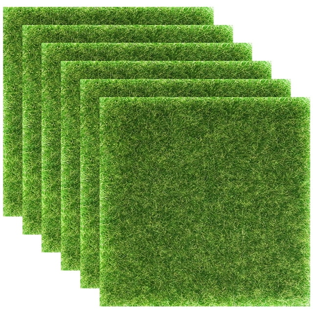 LEEYNEER 6 Pcs Fake Grass Mini Grasses Lawn Compact Grass Pad Mini Lawn Square Multifunction Pvc