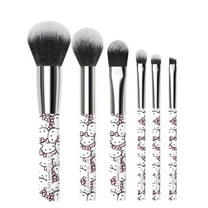 Impressions Vanity All over Hello Kitty Print 6 Pcs Makeup Brush Set, Super Cute Soft Brushes (White/Pink)