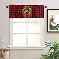 thumbnail image 2 of Christmas Wreath Valances for Windows Red Check JOY Bow Winter Farm Rod Pocket Curtain Valance Window Treatment Short Curtains for Kitchen Living Room, 54"x18", 2 of 5