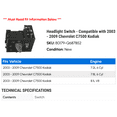 thumbnail image 2 of Headlight Switch - Compatible with 2003 - 2009 Chevy C7500 Kodiak 2004 2005 2006 2007 2008, 2 of 2