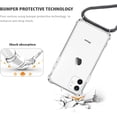 thumbnail image 5 of Designed for iPhone 12 Clear Case,iPhone 12 Pro Phone Case with Adjustable Neck Cord Lanyard Strap,Soft Slim Transparent TPU Anti-Yellowing Shockproof Case with Crossbody Shoulder Strap - Gray, 5 of 11