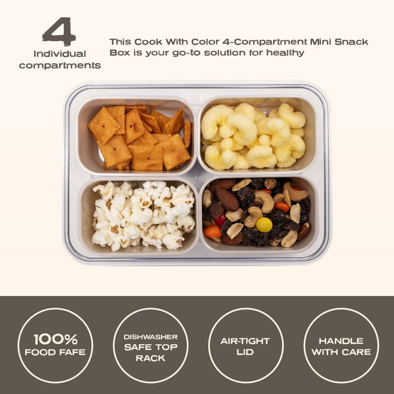 Cook with Color 4-Compartment Mini Snack Box Food Storage Carrier