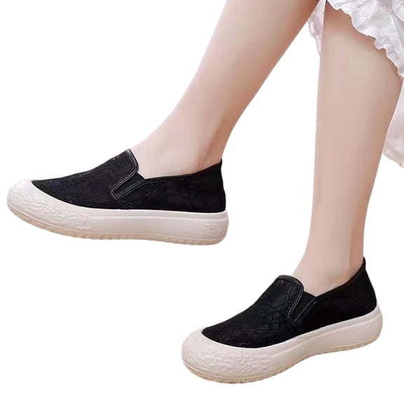 Willtoo Women's Lace Loafers Slip-On Soft-Soled Shoes Breathable Comfortable Flat Shoes Non Slip Lightweight Walking Shoes