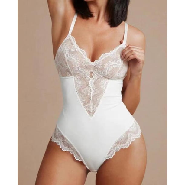 Mono sexy con costura de encaje y tirantes para mujer, ropa interior sexy para otoño e invierno, estilo europeo y americano
