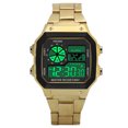 thumbnail image 1 of pulsera resistente al reloj digital electrónico resistente al agua luz nocturna reloj de pulsera deportivo reloj de acero inoxidable doradoWatches Fyydes Descripción de la referencia, 1 of 6