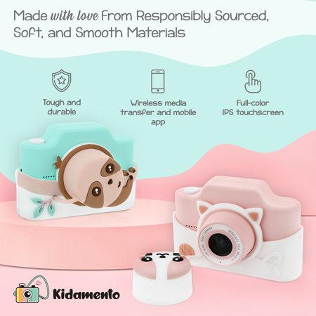 Kidamento 48mp Kids Digital Camera Camcorder With Touchscreen Soft Bpa Free Silicone Casing Wifi App 32gb Memory Card Model K Sloth Walmart Canada
