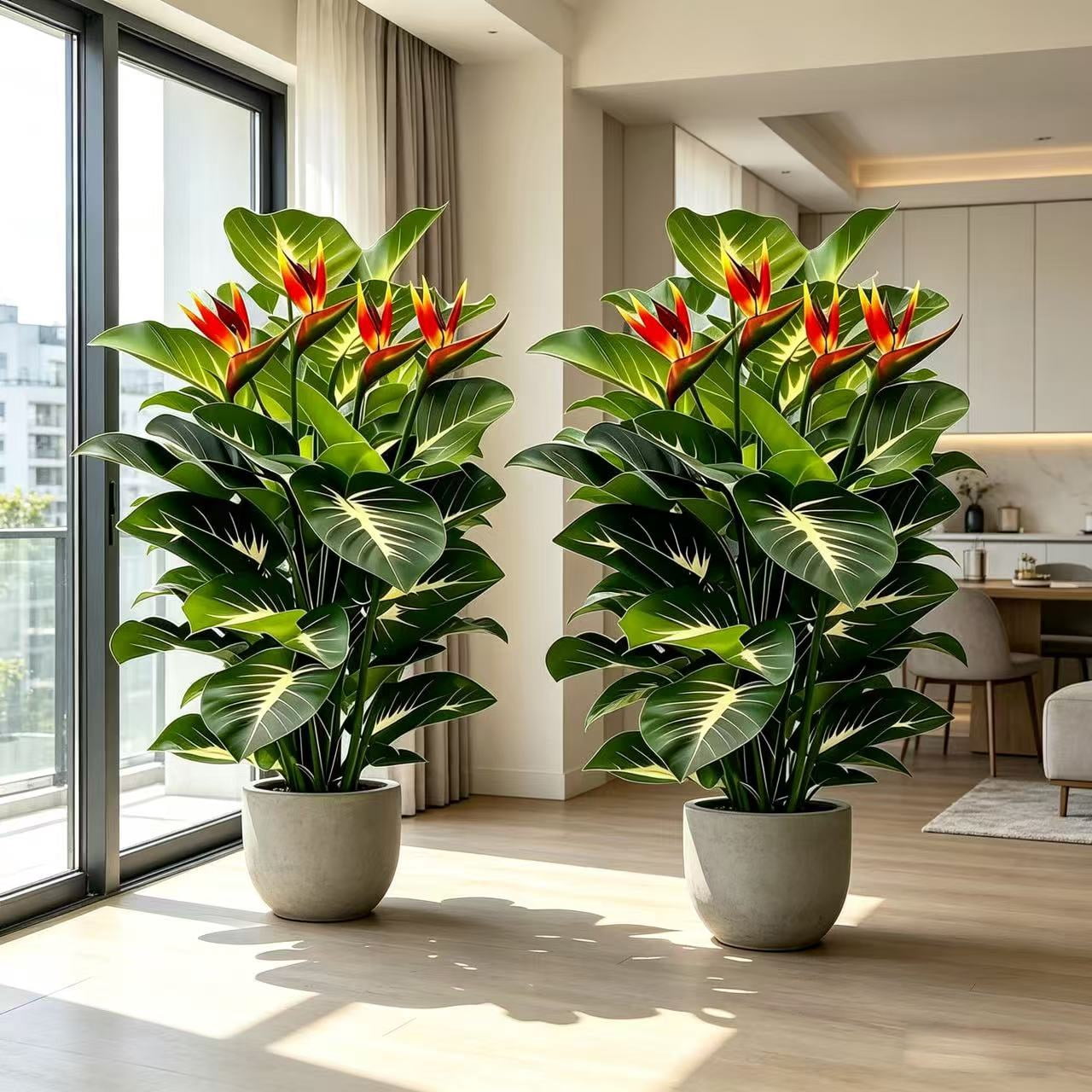 23.62 Inch Artificial Bird of Paradise Plant 2 Pack - Faux Tropical Strelitzia with Flowers, UV Resistant, No Pot Included, for Home Office Living Room Indoor Outdoor Decor