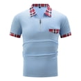 thumbnail image 3 of Bibifish Mens Polo Shirts Plaid Collar Pocket Zip Placket Shirts Mens Weekend Travel Casual Tops, 3 of 8