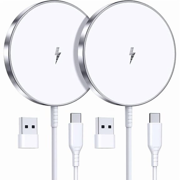 FU1999Magnetic Wireless Charger 15W Fast Mag Safe Charger for Cell Phone 16 Pro Max/16 Pro/16 Plus/16/15/14/13/12 Series 2 Pack Charging Pad for AirPods 3/2/Pro 2/Pro Mag-Safe Original Replacement