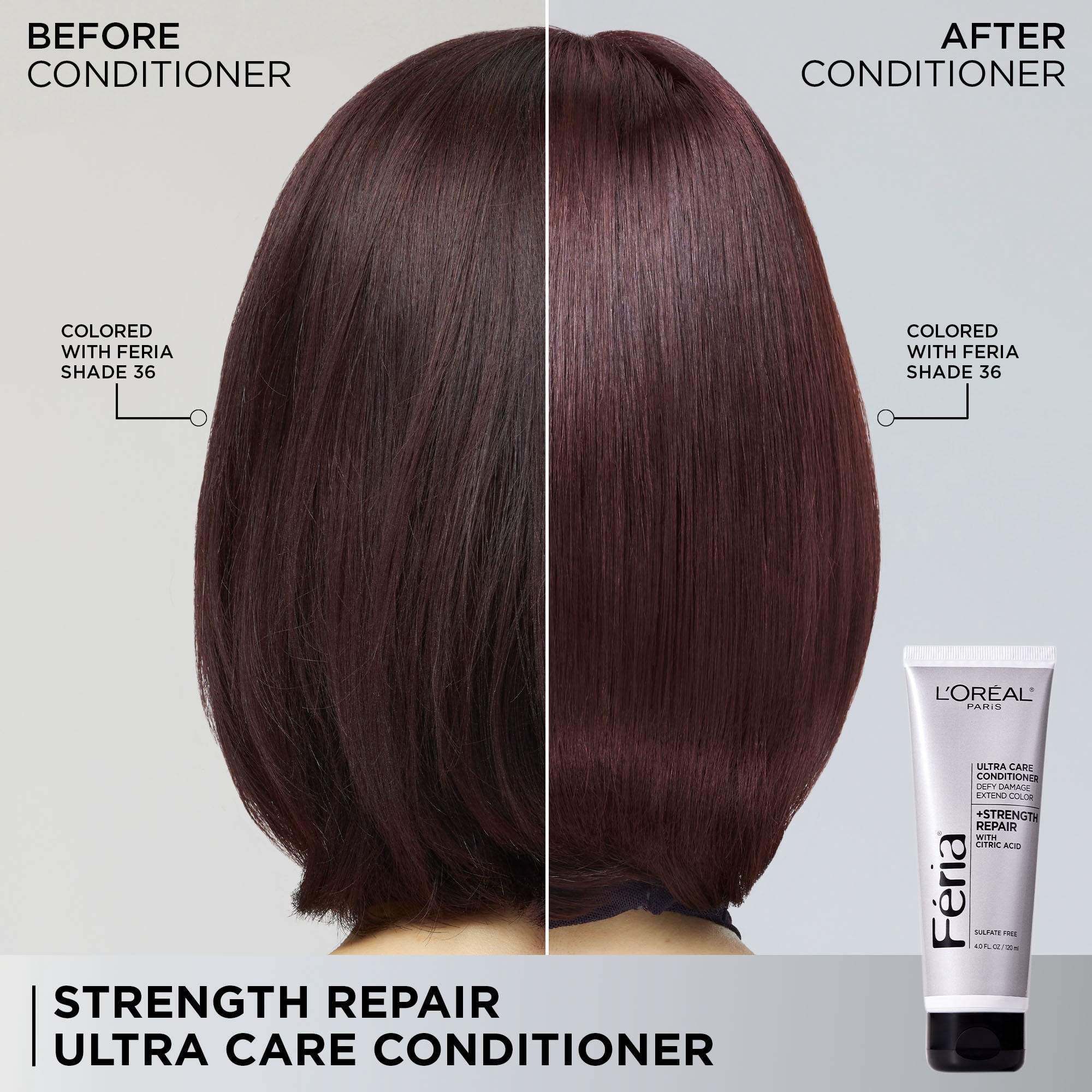 (6 pack) L'Oreal Paris Feria - Hair Color Strength Repair Ultra Care Conditioner, 4 fl oz