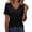 Black, variant on Women's Seashell Edge V Neck Tops Lightweight Soft Solid Color Short Sleeve Shirts Dressy Casual Summer Vacation Blouses XXL
