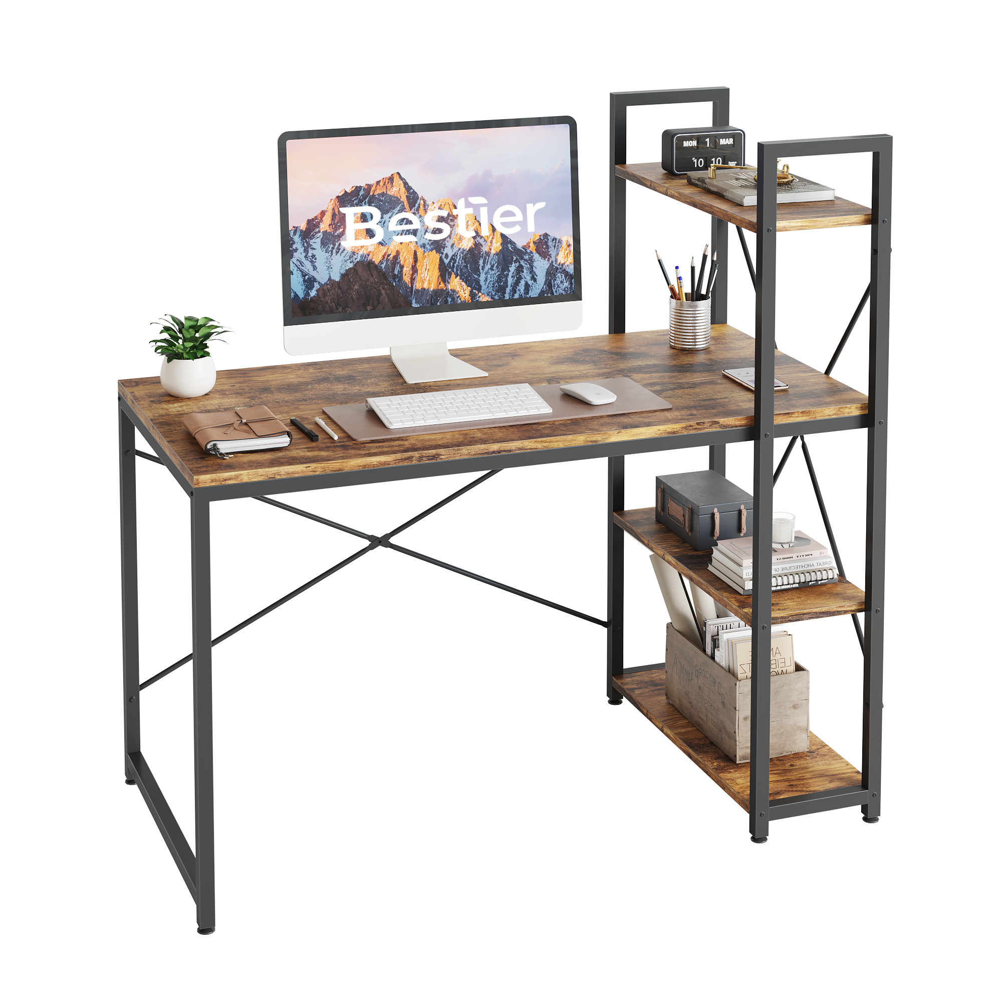 Bestier 47 Inch Computer Desk - Reversible Home Office Table Sturdy ...