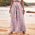 thumbnail image 2 of Women's Wide Leg Pants High Waist Flowy Drawsting Casual Loose Trousers Lounge Business Pants with Pockets (M, Multicolor 3), 2 of 5