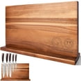 thumbnail image 1 of Bloque de cuchillos XYJ de madera de acacia extra grande con banda magnética, 1 of 8