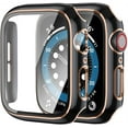 thumbnail image 2 of Glass+Cover for Apple Watch Case 44mm 40mm 42mm 38mm iWatch Case Bumper+Screen Protector Apple Watch Series 3 5 6 SE 4 -green rose, 2 of 9