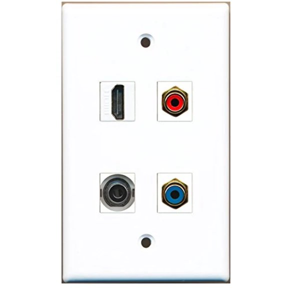 RiteAV - 1 Port HDMI 1 Port RCA Red 1 Port RCA Blue 1 Port 3.5mm Wall Plate