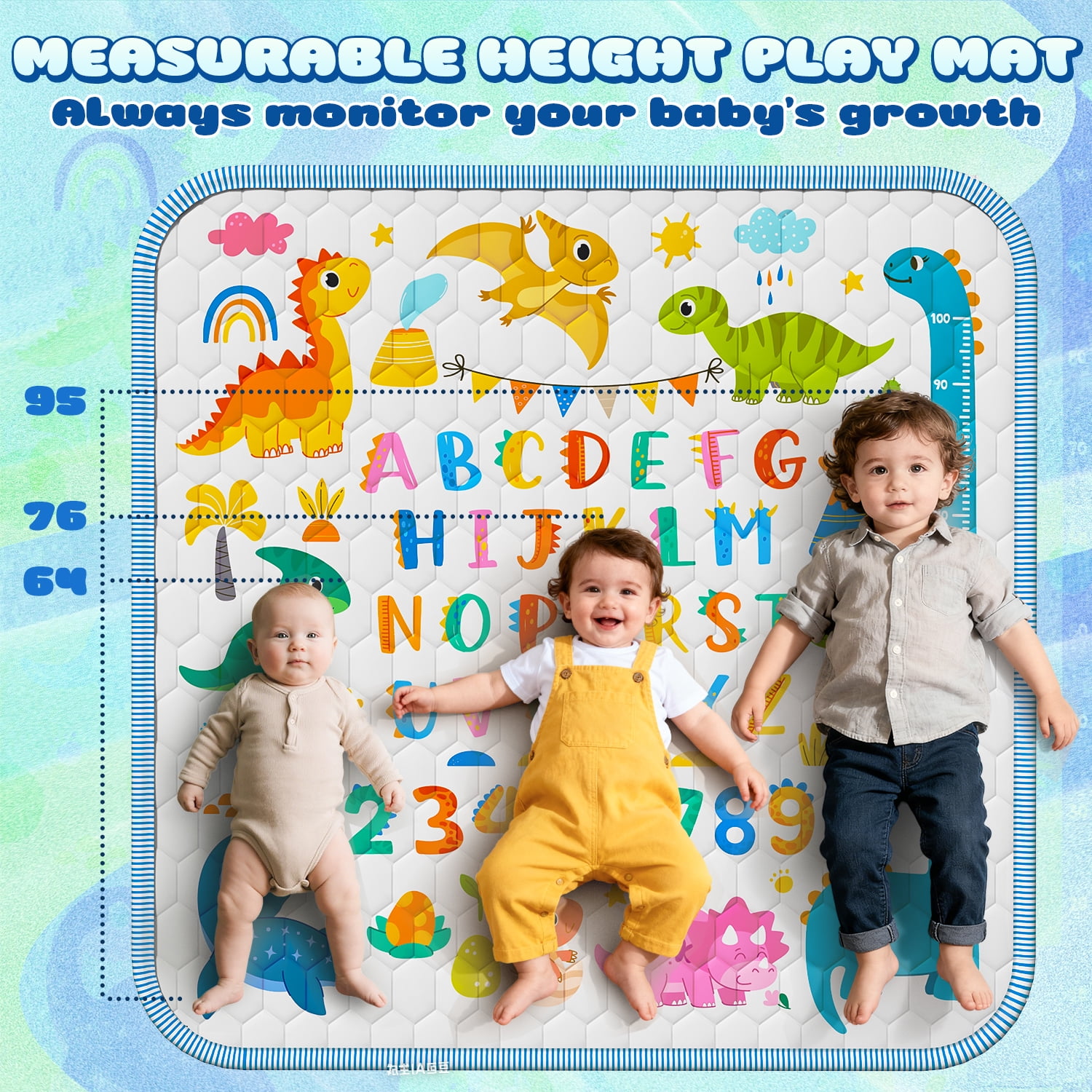 WonderStone Baby Play Mat for Floor, 50x50 Playpen Mat, Non-Slip Foldable Tummy Time Mat, Machine Washable, Soft for Babies Toddlers Infants 0-3 Years, White