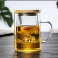 thumbnail image 6 of CASAFUN Glass Water Cup Tea Water Separation Tea Cup Filter Three Piece Cup Wood Cover Cup Tea Cup, 6 of 8