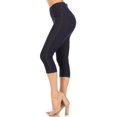 thumbnail image 3 of Jvini Women's Pull On Capri Pants Stretch Knit Denim Jeggings With Pockets, 3 of 5