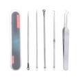 thumbnail image 2 of Kit de 5 piezas para eliminar puntos negros e imperfecciones, acné y puntos blancos, extractor de granos con pinzas para rostro, frente y nariz., 2 of 8