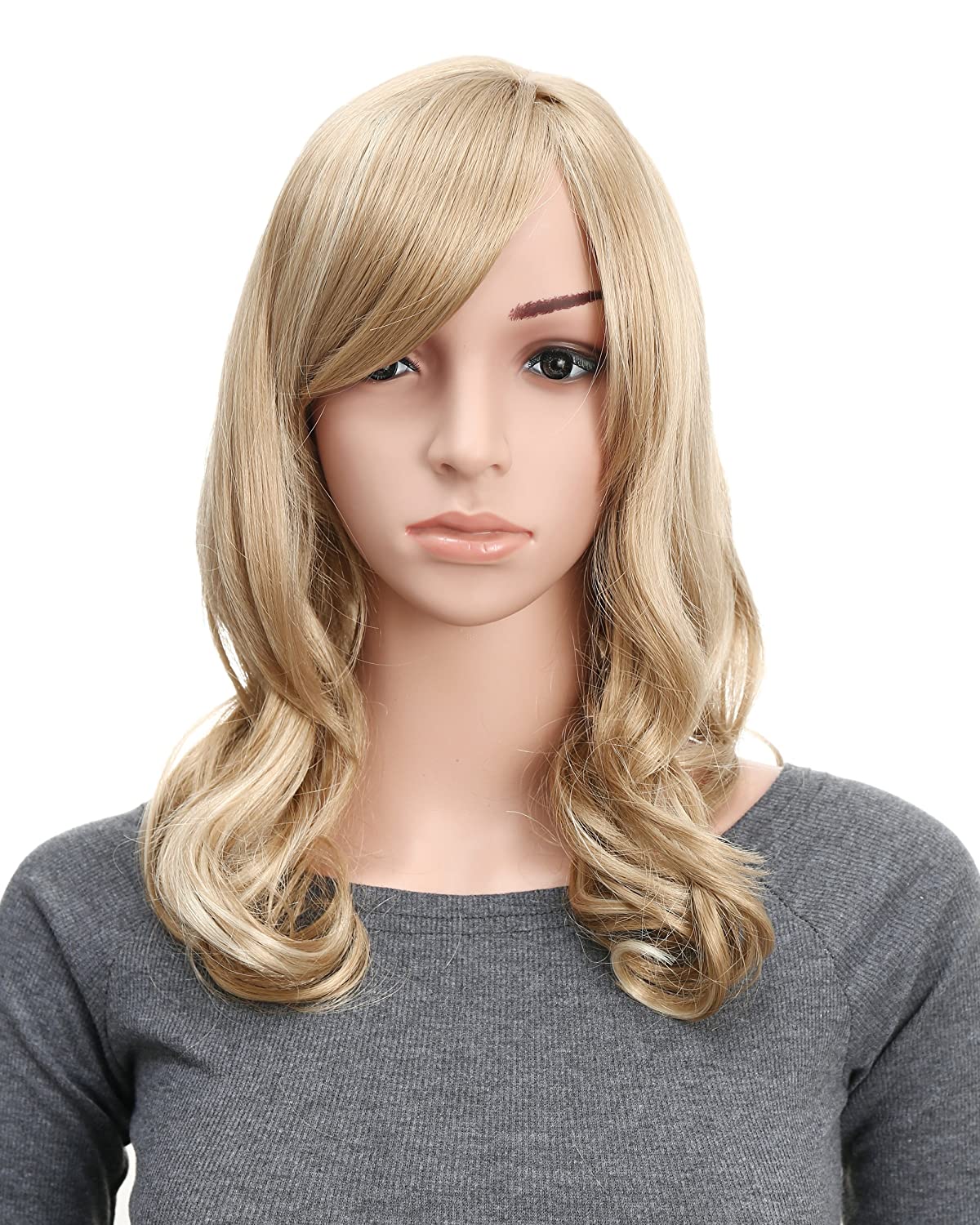 Onedor Full Head Beautiful Long Curly Wave Stunning Wig Charming Curly Costume Wigs with Fringe (24H613 Blonde Highlights) - image 1 of 6