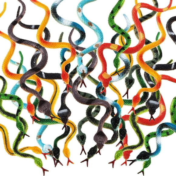 24pcs Plastic Rainforest Snake Realistic Rubber Snake Toys