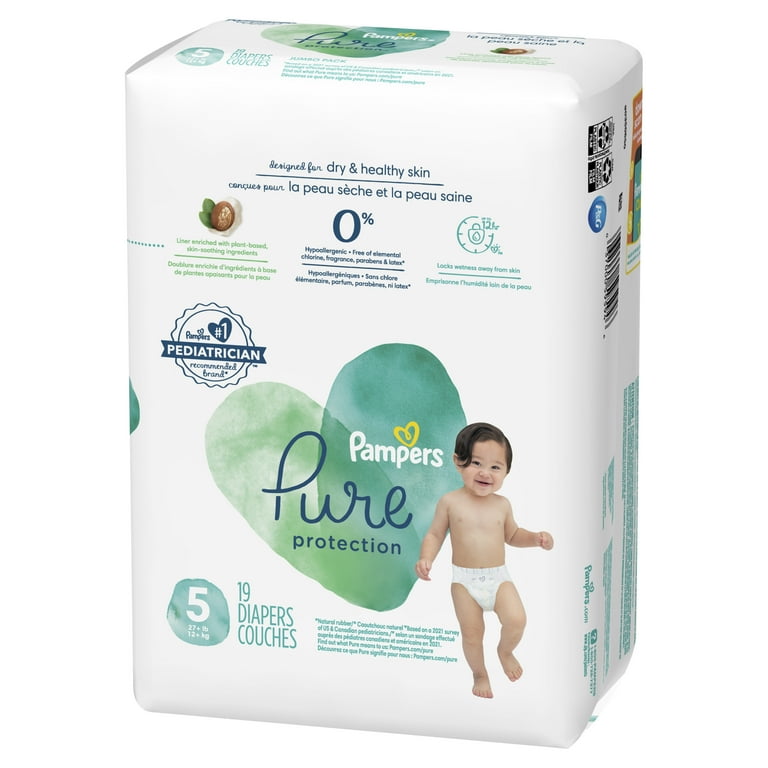 Pampers Pure Protection Diapers 19ct Size 5 - Case - 4 Units