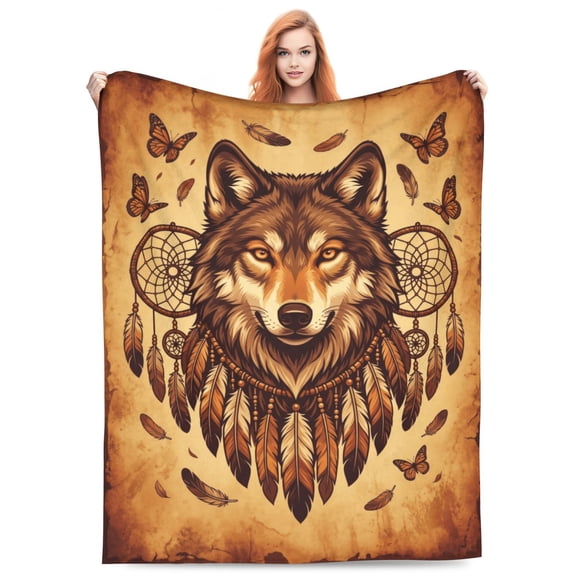 Wolf Blanket Flannel Fleece Throw, Super Soft Cozy Bedding, Perfect Gift for Couch Sofa Bed Room Decor 50x40
