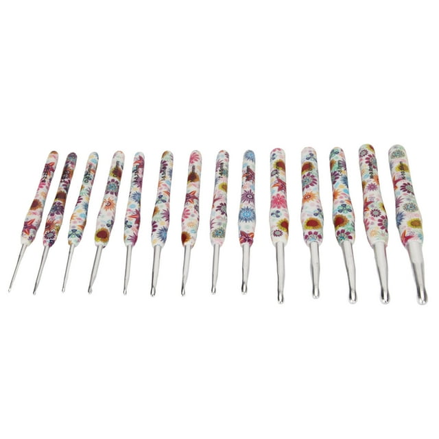 Juego De Agujas De Ganchillo ANGGREK Mango Ergonómico Para Artritis 14 Uds Aluminio